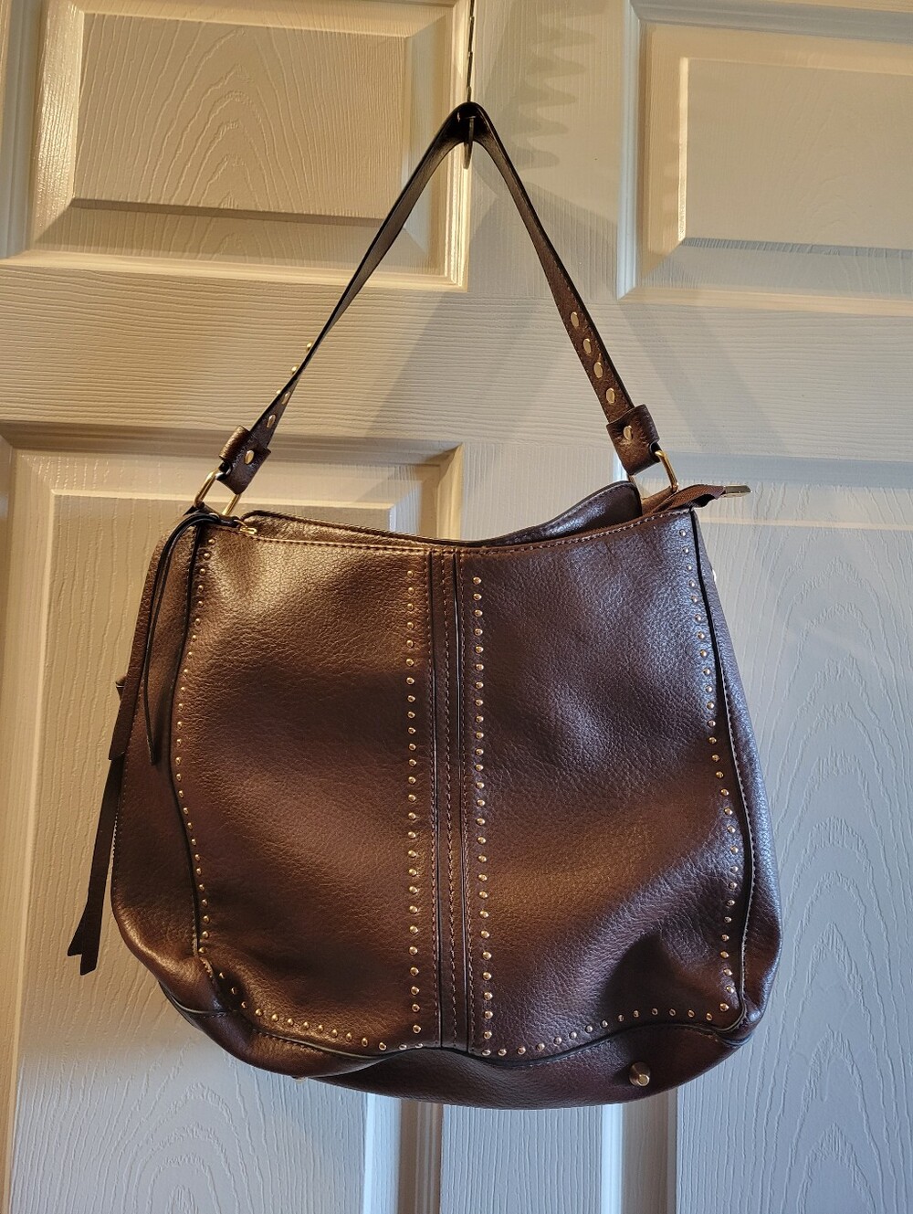 Montana West Shoulder Bag‎ brown with stud details Faux Leather
